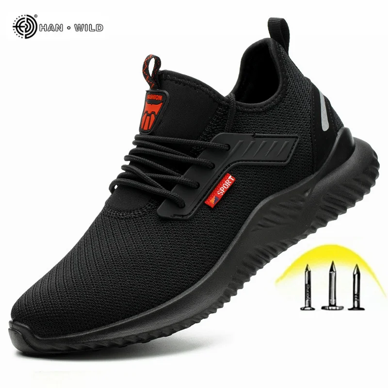 

Men Safety Shoes with Steel Toe Cap Puncture-Proof Boots Indestructible Shoes Lightweight Breathable Sneakers Mens Work Shoes