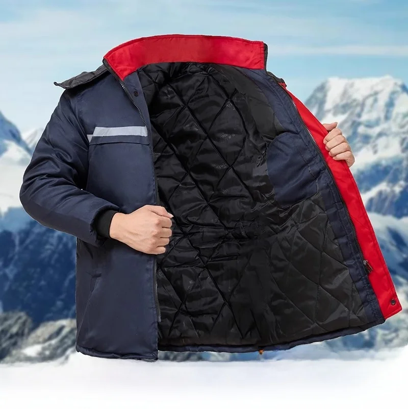 

Thickened Winter Work Uniform Men's Cotton Jacket Warmth Cold Resistant Garment Auto Repair Labor Protection Clothing Long Sl...