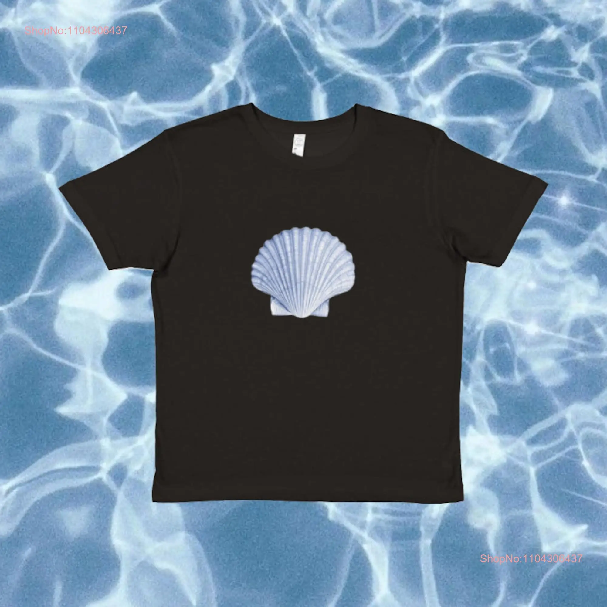 Seashell Baby T Shirt Seaside Organic Cotton Sustainable Fitted Top Shell Y2K Style Quirky Crewneck 90's Funky Vintage Fashion