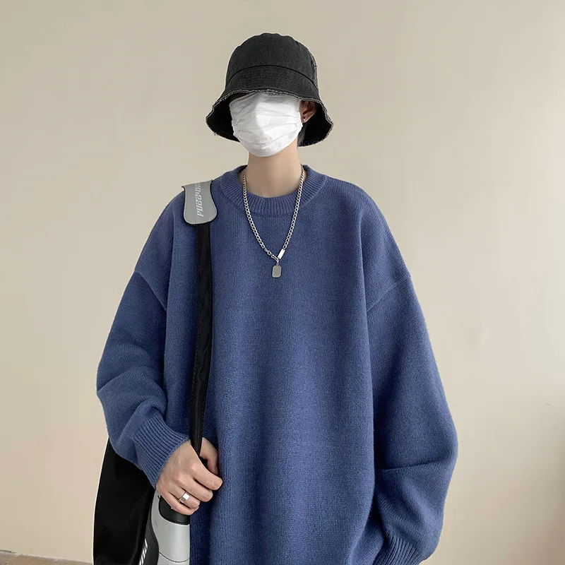 سترات خريف وشتاء سميكة للرجال على الطراز الكوري بلوفرات عصرية فضفاضة على طراز هونج كونج للشتاء الياباني