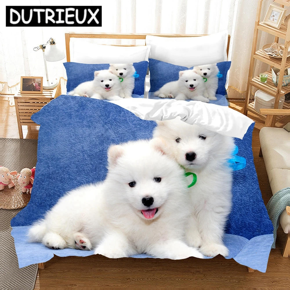 

3D Samoyed Bedding Sets Duvet Cover Set With Pillowcase Twin Full Queen King Bedclothes Bed Linen