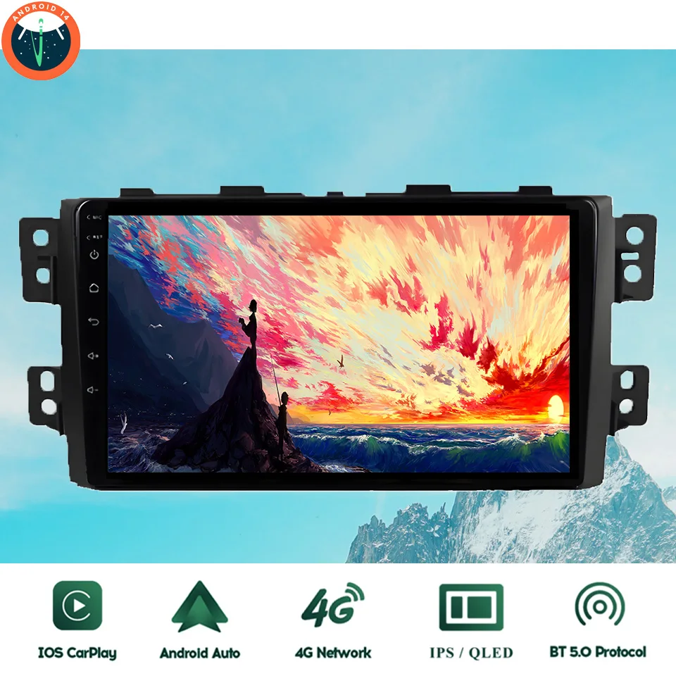 9‘’ QLED Android 14 8G Ram Car GPS Navi Music Video Multimedia Player For Kia Mohave 2008 2010 2012 2016 Auto Stereo Head Unit