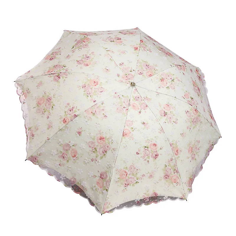 Fresh lace lace double umbrella. Vinyl umbrella for rain and sunshine. Goddess umbrella. Foldable umbrella with UV protection