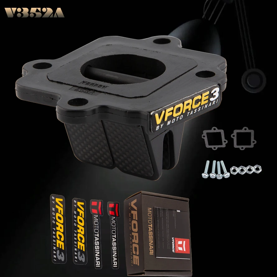 UYDFXA Válvula De Lengüeta V352A Para Scooter - Compatible Con Jog Aerox 50, Fibra De Carbono Racing, Mayor Flujo De Aire (Negro)