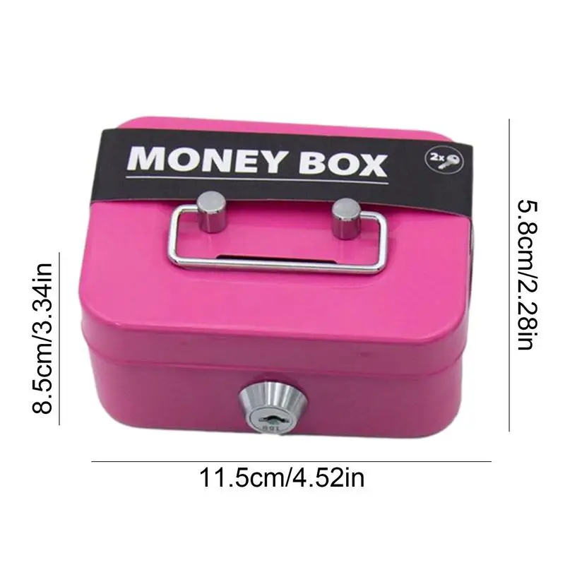 Metal Cash Box Mini Safe Lock Box Money Bank Metal Coin Bank Security Box Sturdy Cash Box Portable For Kids Coin Collection