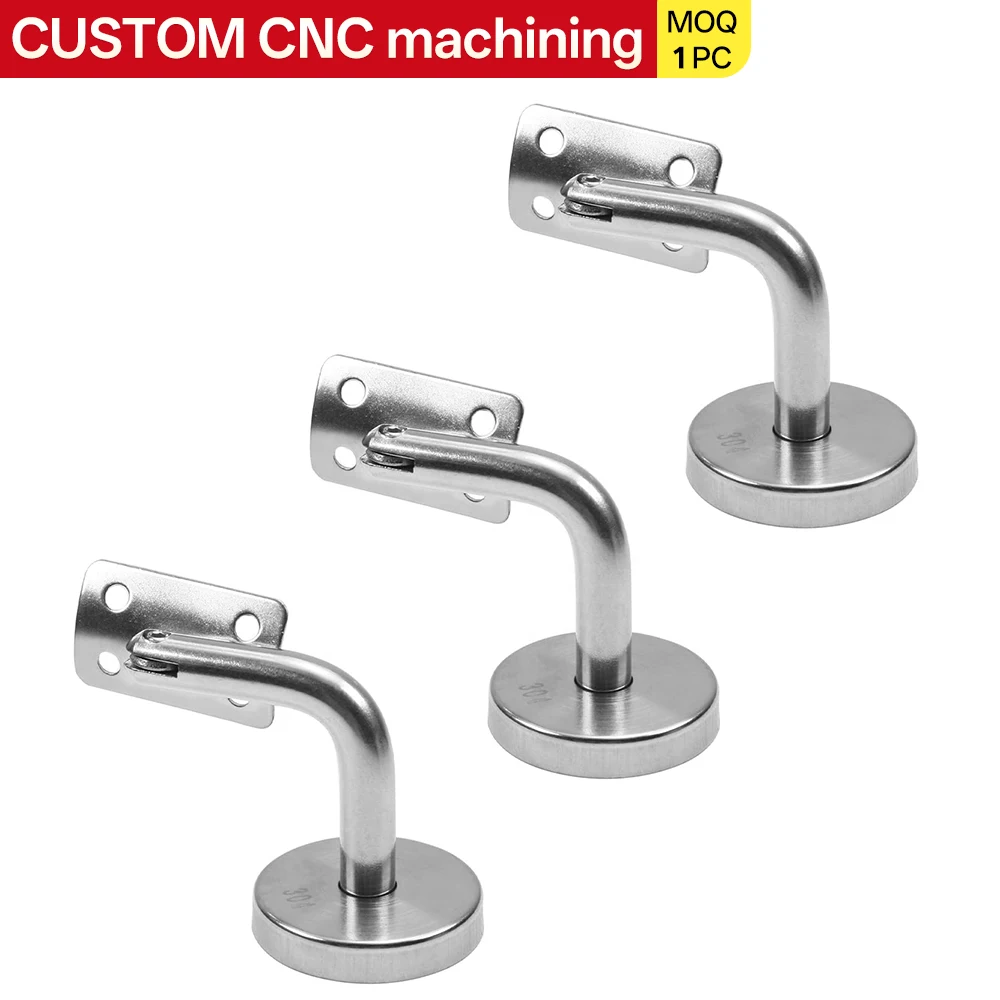 Custom Handrail Brackets: Satin Nickel-Finish Handrail Brackets for Heavy-Duty Support on Residential or Office Staircases