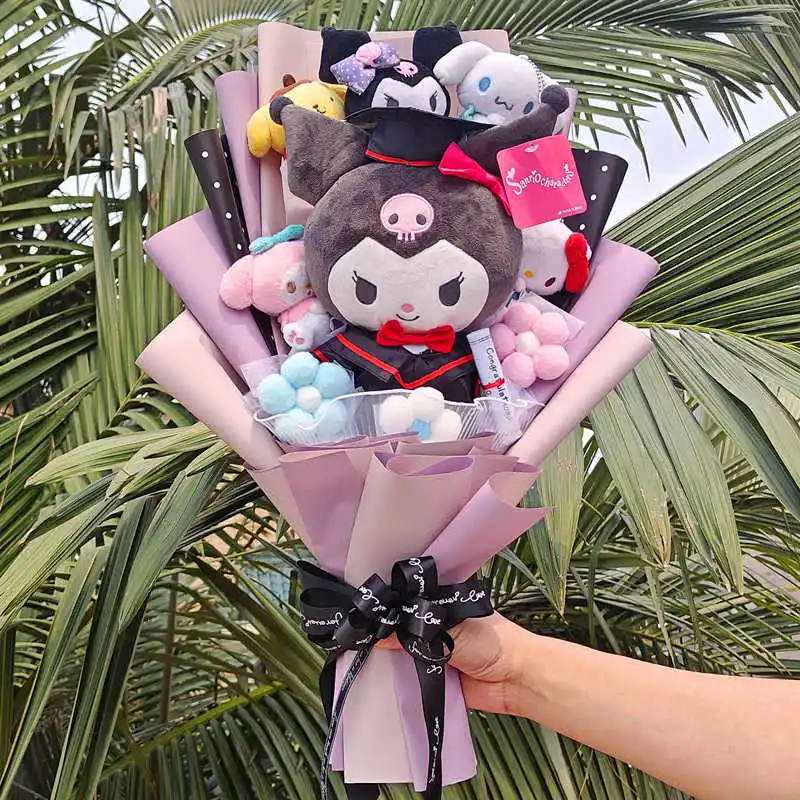 Sanrio Kuromi Melody Cartoon Doll Bouquet Kawaii Doll Flower Valentine'S Day Graduation Photo Friend Birthday/Proposal Gift