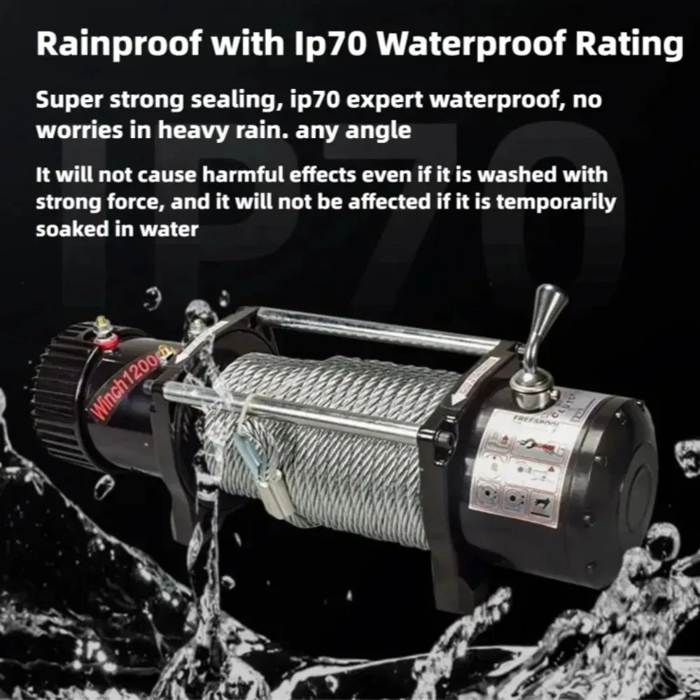Mini Truck Mounted Electric Towing Winch 12V 24V Off Road Self Recovery Lifting Hoist Equipment