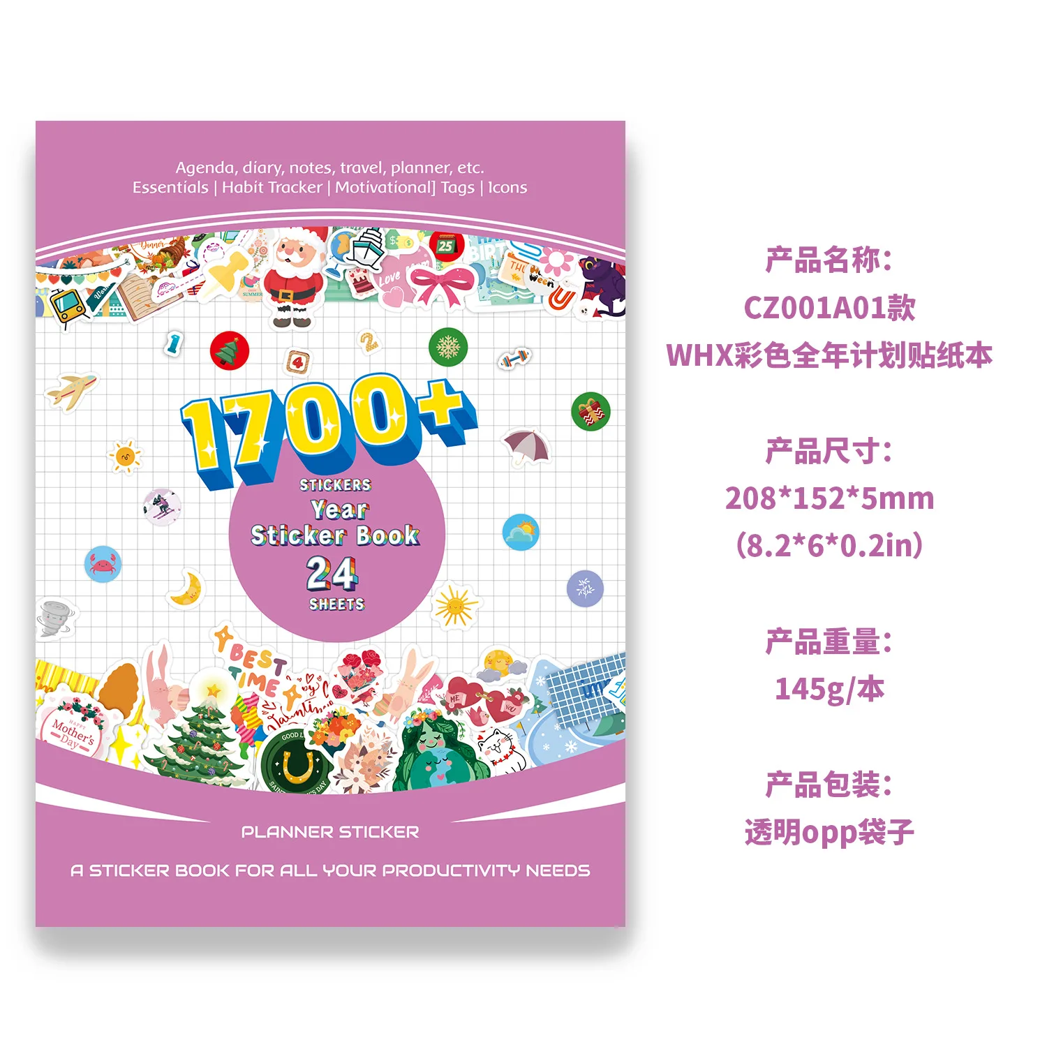 Year Month Day Plan Sticker Book, Planner Stickers Book, Diary Scraper Book, Ledger Sticker Book