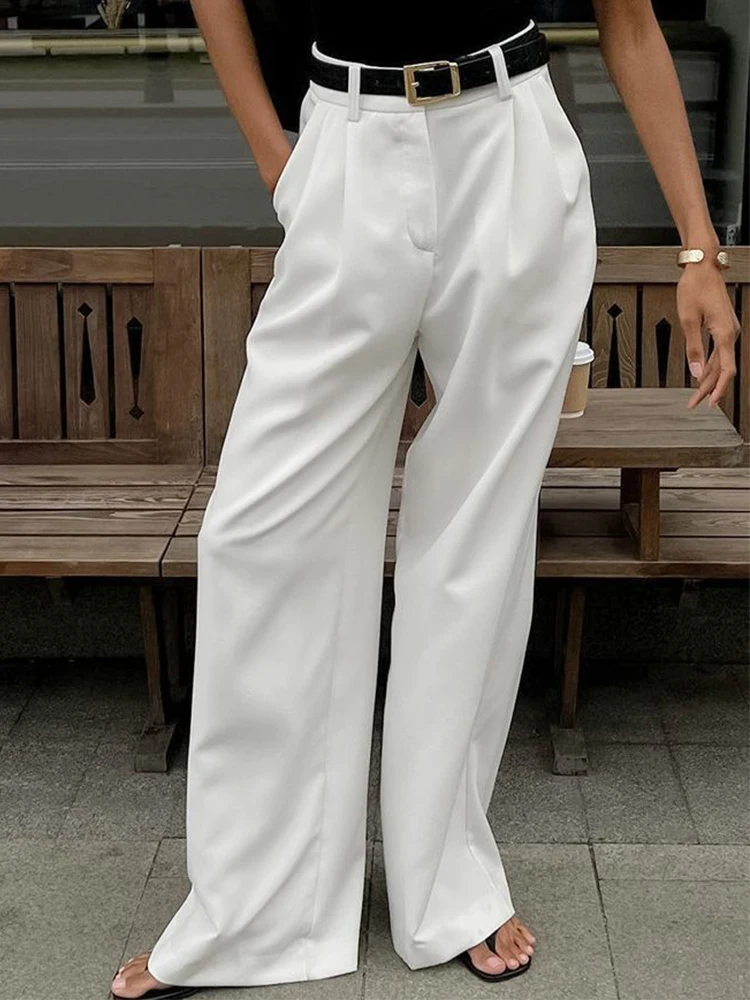 Women's Pants Formal Office Wear Women White Loose High Waist Baggy Suit Wide Leg Trousers 2026 Autumn Casual Fashion Clothes