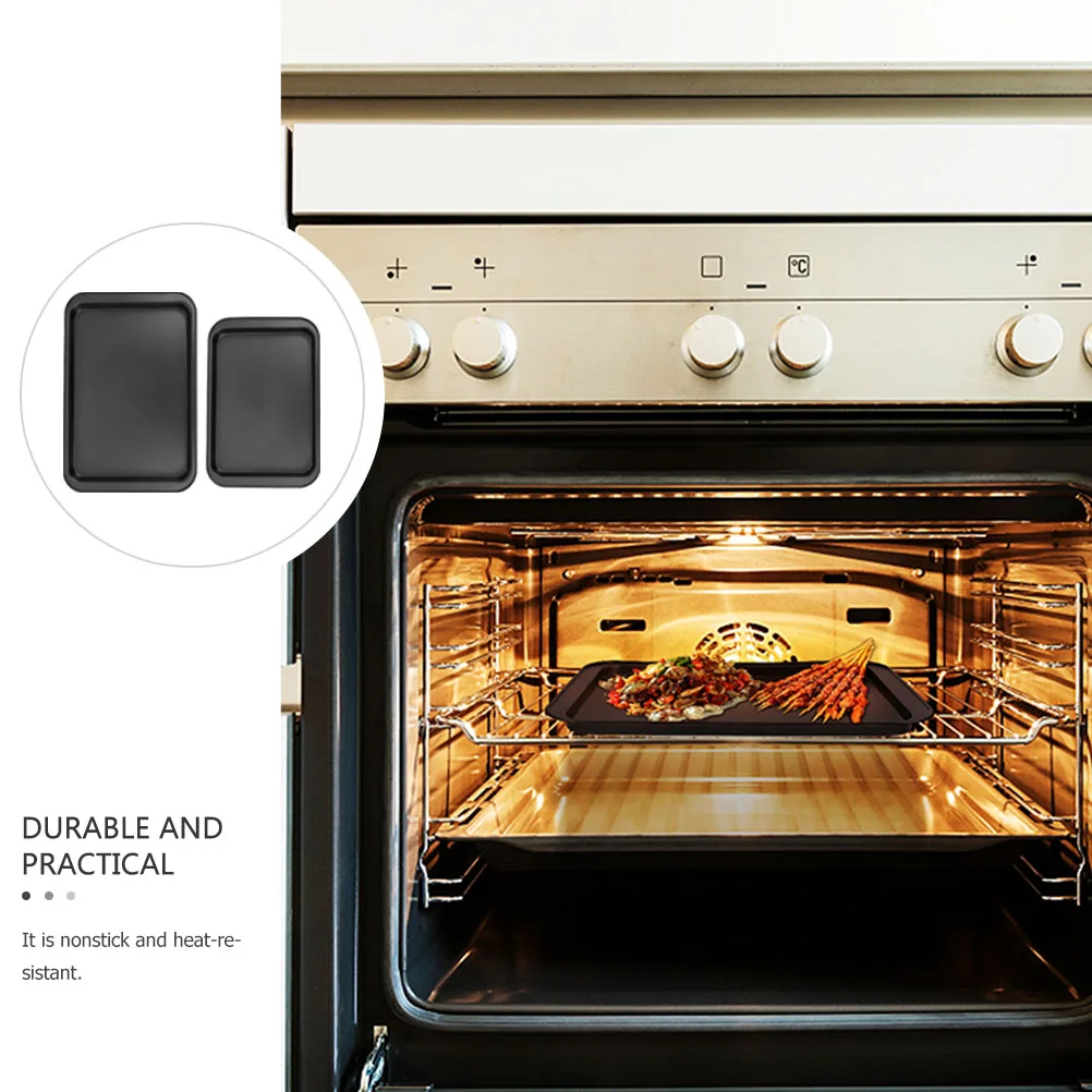 

2Pcs Nonstick Rectangular Cake Baking Pan Stainless Steel Heat Resistant Kitchen Tray for Baking Cookie Household