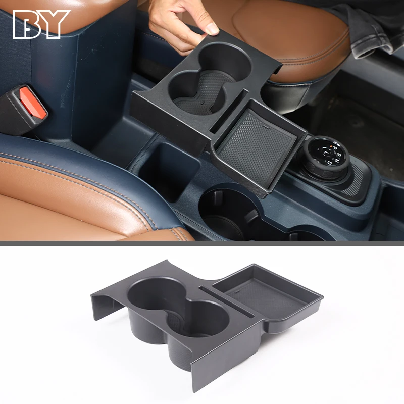 

For Ford Maverick 2022 ABS Black Car Central Control Cup Holder Storage Box Car Accessories