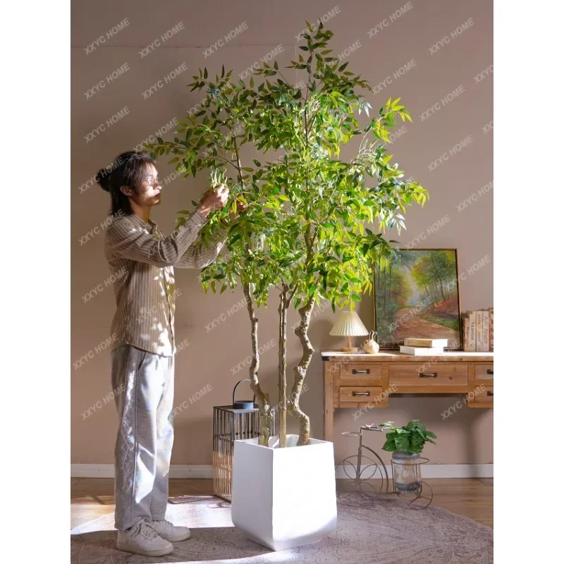 

New Artificial Plant Large Common Nandina Indoor Living Room Fake Trees Bionic Green Plant Landscape Hotel Decoration Ornaments