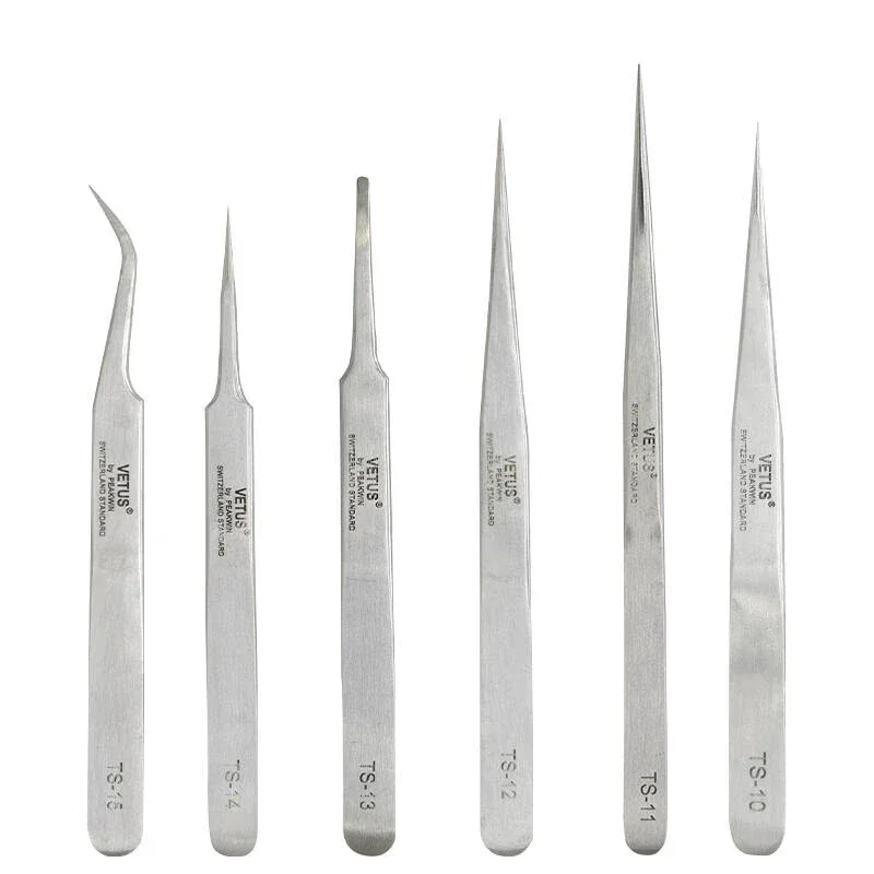 1pc/6pc Stainless Industrial Anti-static Tweezers Curved Eyebrow Lash Tweezer Precision Clamping Watchmaker Repair Phones Tool