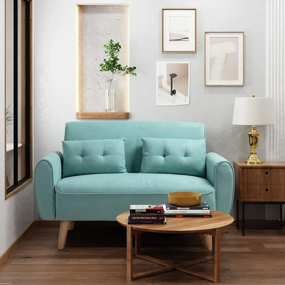 

living room sofas 47" Loveseat Wood Sofa, Green, Simple Assembly couch sofas