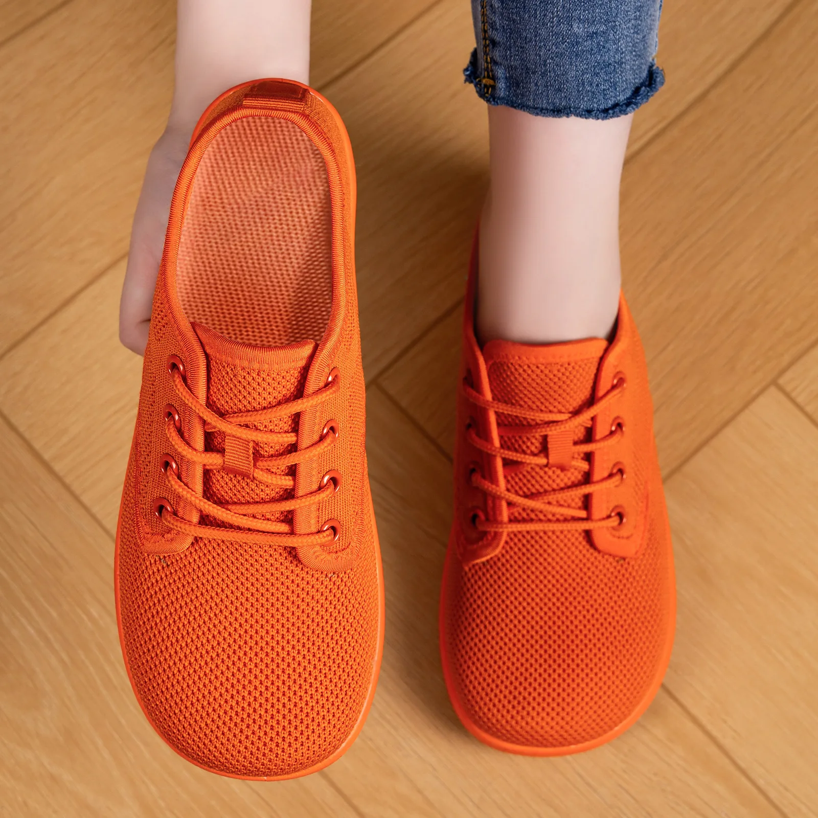 

Women's wide-toe shoes, comfortable casual shoes, solid-color woven breathable wide-top shoes