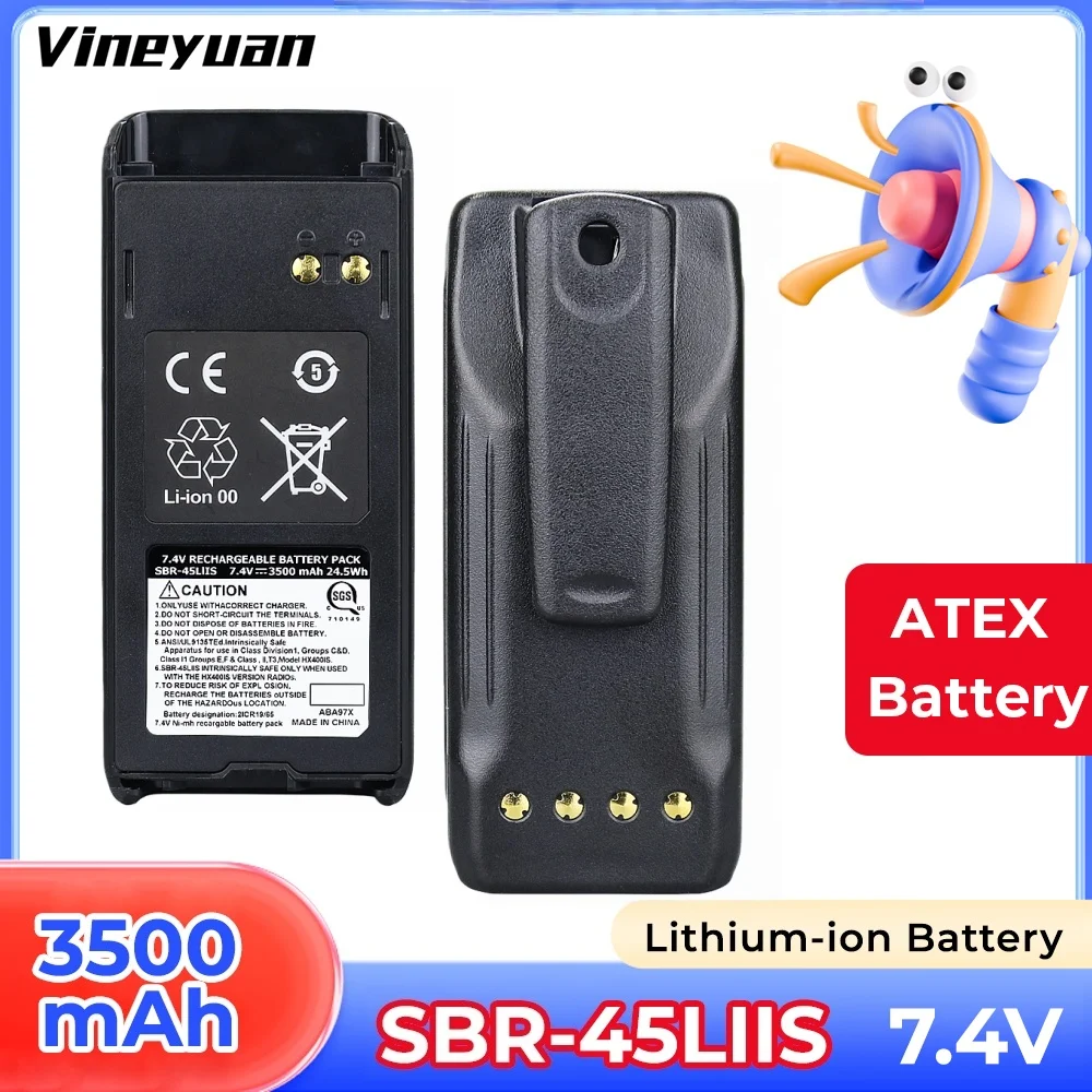 

Сменный аккумулятор SBR-45LIIS ATEX емкостью 3500 мАч для стандартной портативной УКВ-радио Horizon HX400 HX400IS с зажимом для ремня