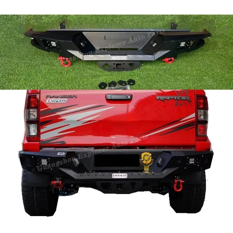 

Steel Real Bumper for Ranger 2012-2021T6 T7 T8 Bar With LED Shackle Car Bar for Ranger Raptor Steel Rear Bumper