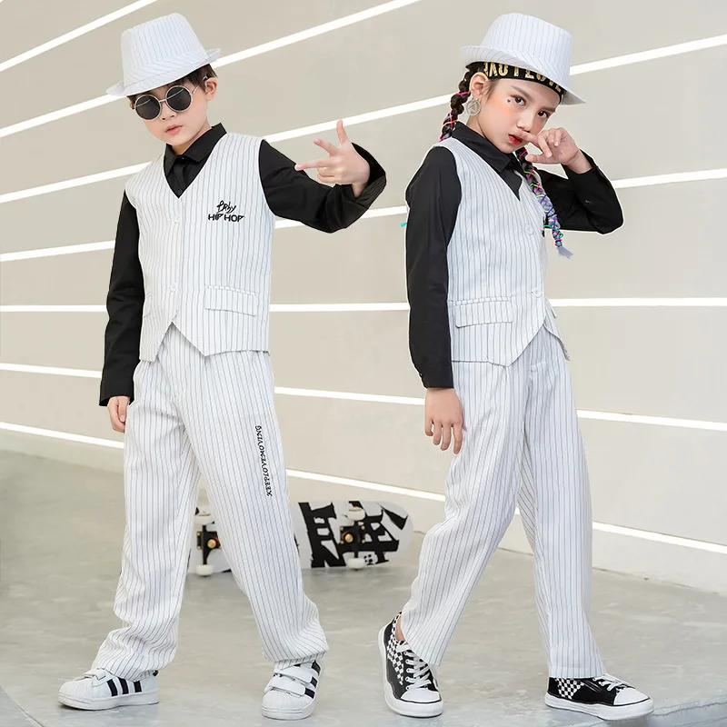 Children's suit and vest breaking hip-hop suit Boys' hiphop costume girls' jazz costume