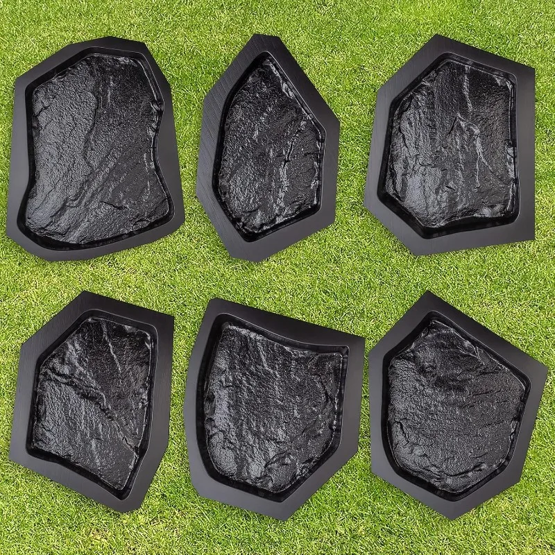 6 pcs Flagstone Molds ABS 2mm Cement   Casting Pathmaker Garden Pathmate Pavement Precast Concrete Molds and Forms Walkway