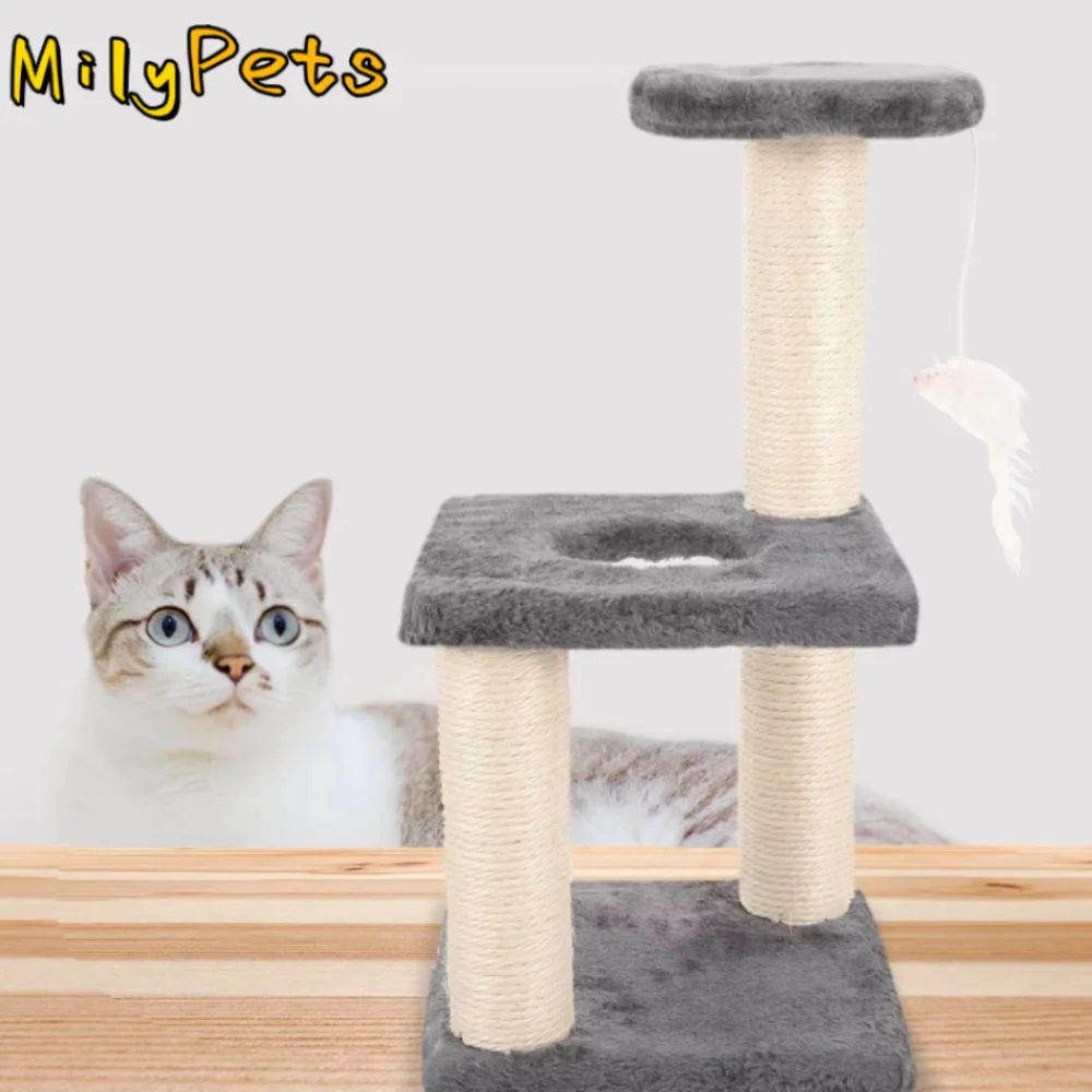 

Toy 3-Layers Cats Scratching Post Sisal Rope Three Pillars Cat Climbing Frame Sturdy Paper Tube Durable Pet Furniture For Kitten