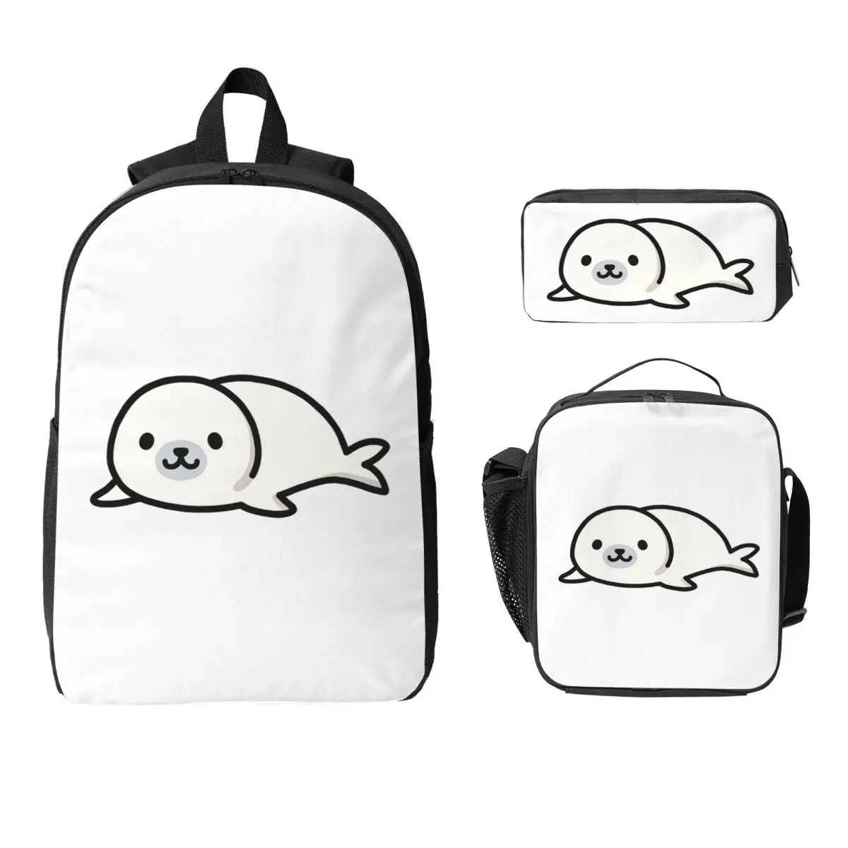 

Seal Backpack Student Boys Girls BookBag School Bag Laptop Shoulder Bags 3ps Insulated Lunch Bag Pencil Case