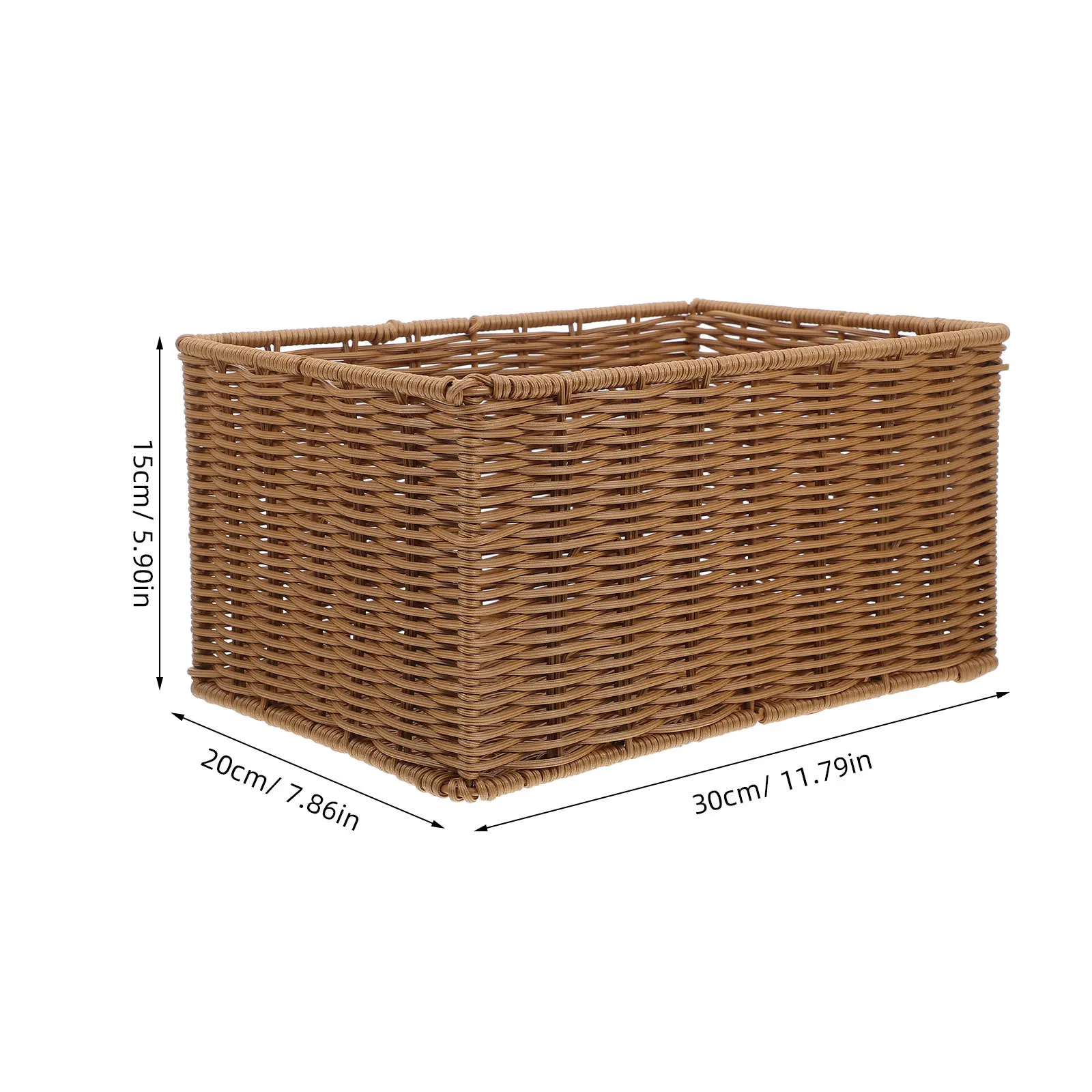 المنسوجة تخزين اليدوية تقليد سلة فاكهة الروطان للمطبخ مخزن وجبة خفيفة تنظيم الخبز سلة بلاستيكية قابلة لإعادة الاستخدام #2