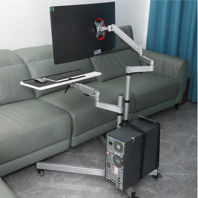 One-Click Lifting OK Tray Thickened Metal Computer Bracket Multi-Angle Bedside Desk Mute Caster Portable Household Lazy Table