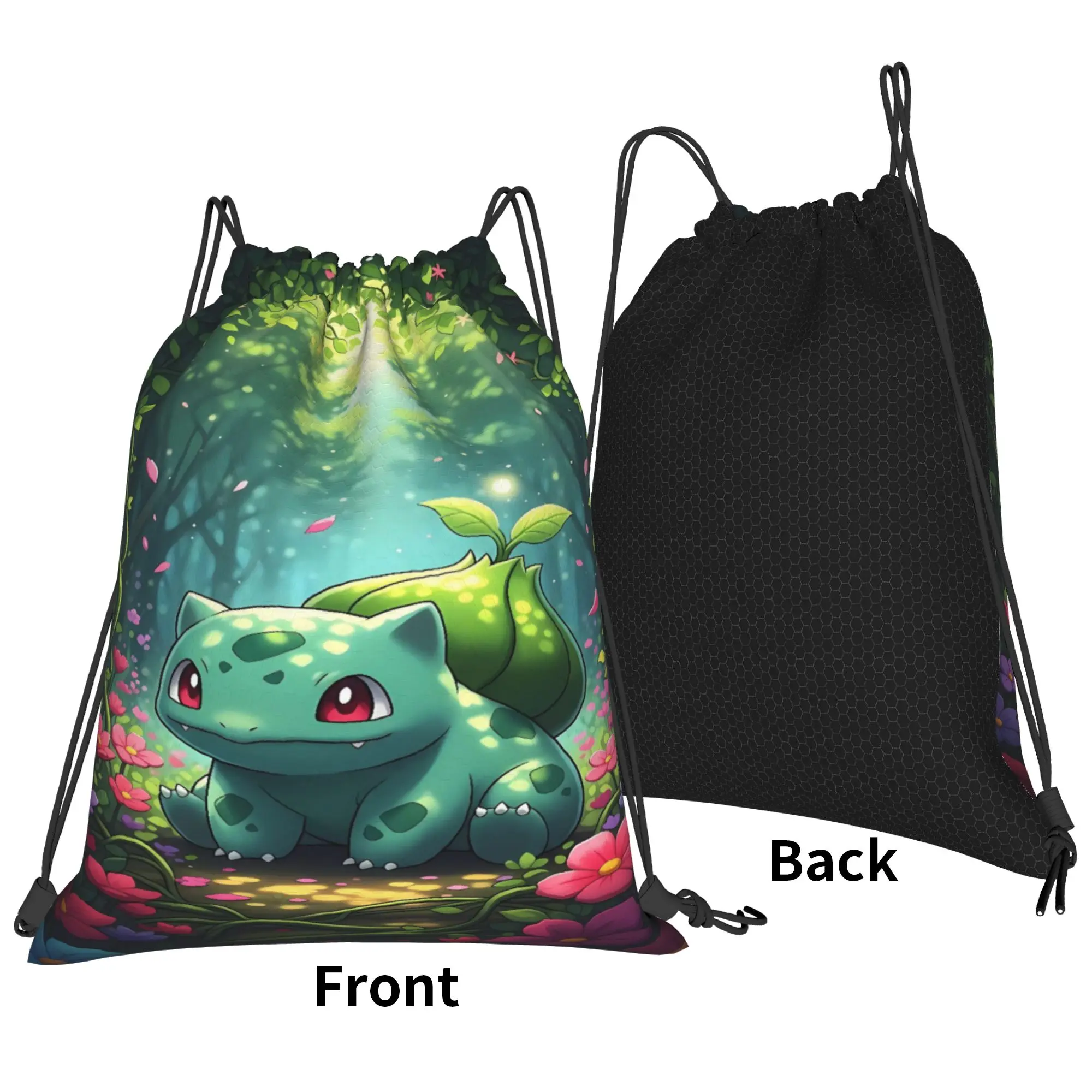 Drawstring Bag Bulbasaur Cave Manga Backpack  Folding Folding Travel Sackpack String Bags For Unisex