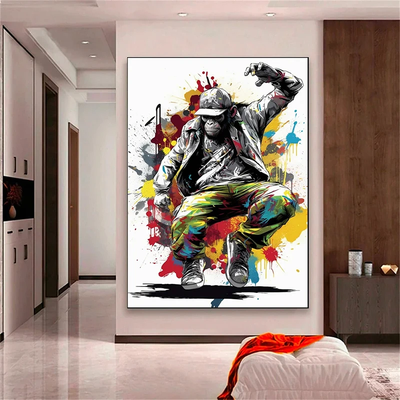 

Colorful Monkey Print Abstract Art Animal Picture Graffiti Canvas Painting Wall Art Poster and Prints For Living Room Home Decor