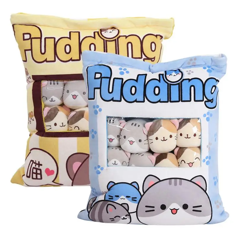 

Cute Cat Snack Pillow Puddings Decorative Stuffed With Mini Animal Cat Dolls Tabletop Ornaments Children Soft Toys For Room