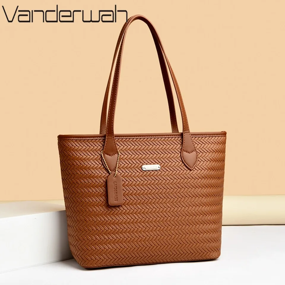 

Женская сумка-тоут из тканого материала с текстурой, из искусственной кожи, большая вместимость, на плечо, с верхней ручкой, для повседневных поездок, работы, офиса