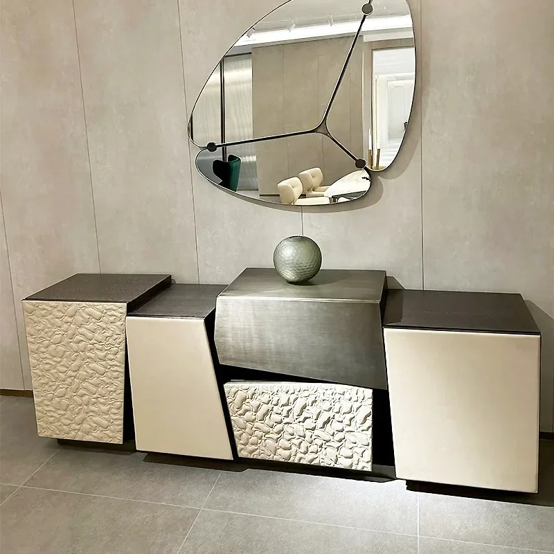 خزانة جانبية إيطالية فاخرة ومبتكرة غير منتظمة، خزانة ديكور لغرفة المعيشة ذات تصميم خاص #3