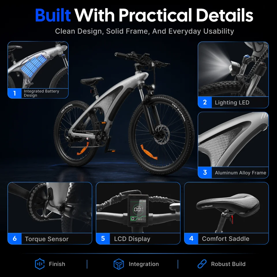 HX Q5 Ebike 2000W Torque Sensor Adults Electric Bike 85Nm 57KM/H Electric Bicycle 27.5“ Removable Battery Electric Mountain Bike image 13
