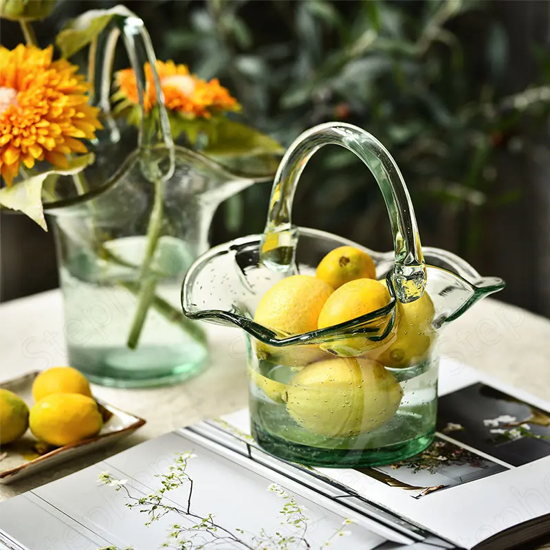 

Modern Transparent Flower Basket Vase Nordic Simplicity Tea Table Tabletop Fruit Tray Living Room Decoration Home Decorations