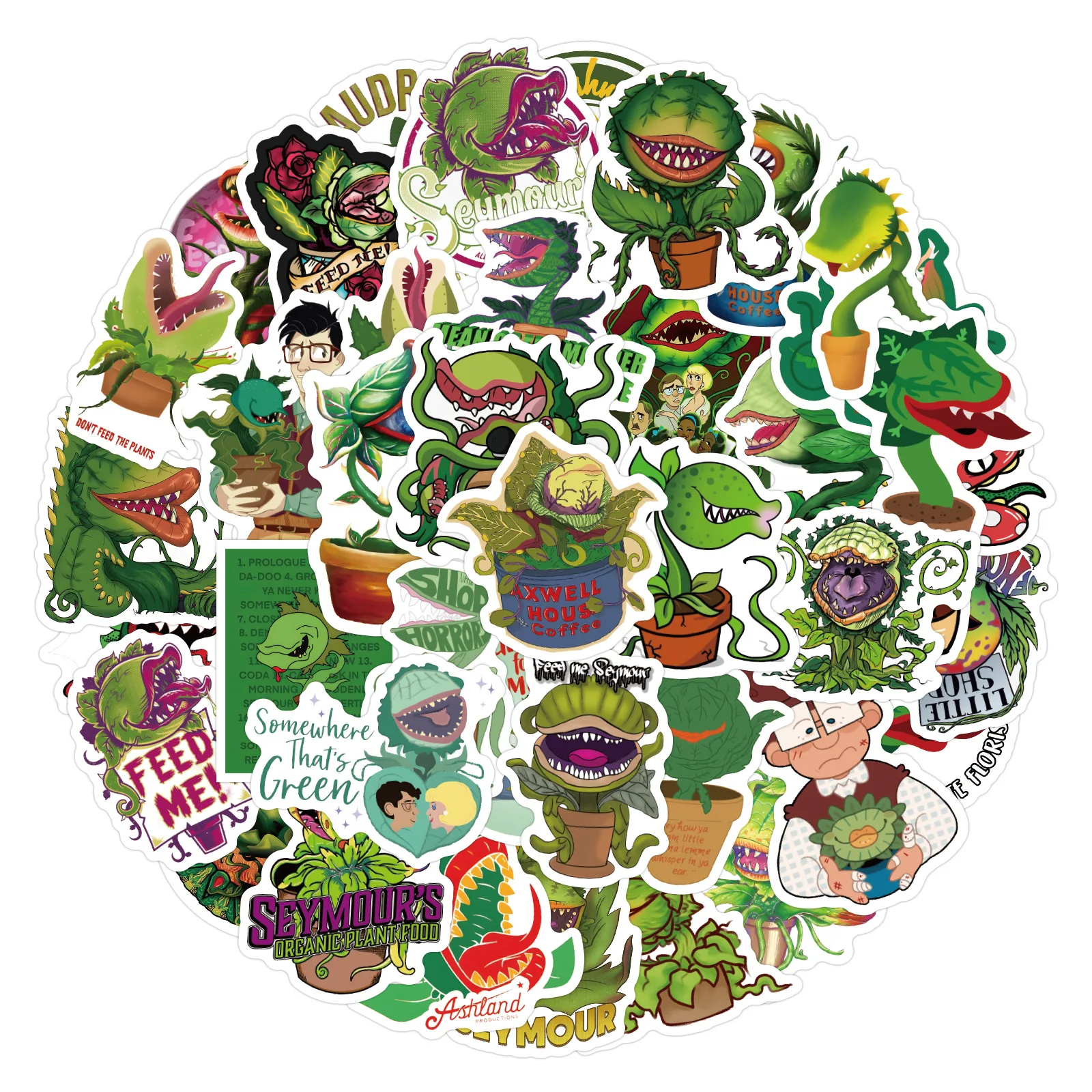 10/60PCS Little Shop of Horrors Plant Stickers Kawaii Potted Plant DIY Toy Kid Guitar Car Phone Cup Skateboard Graffiti Sticker