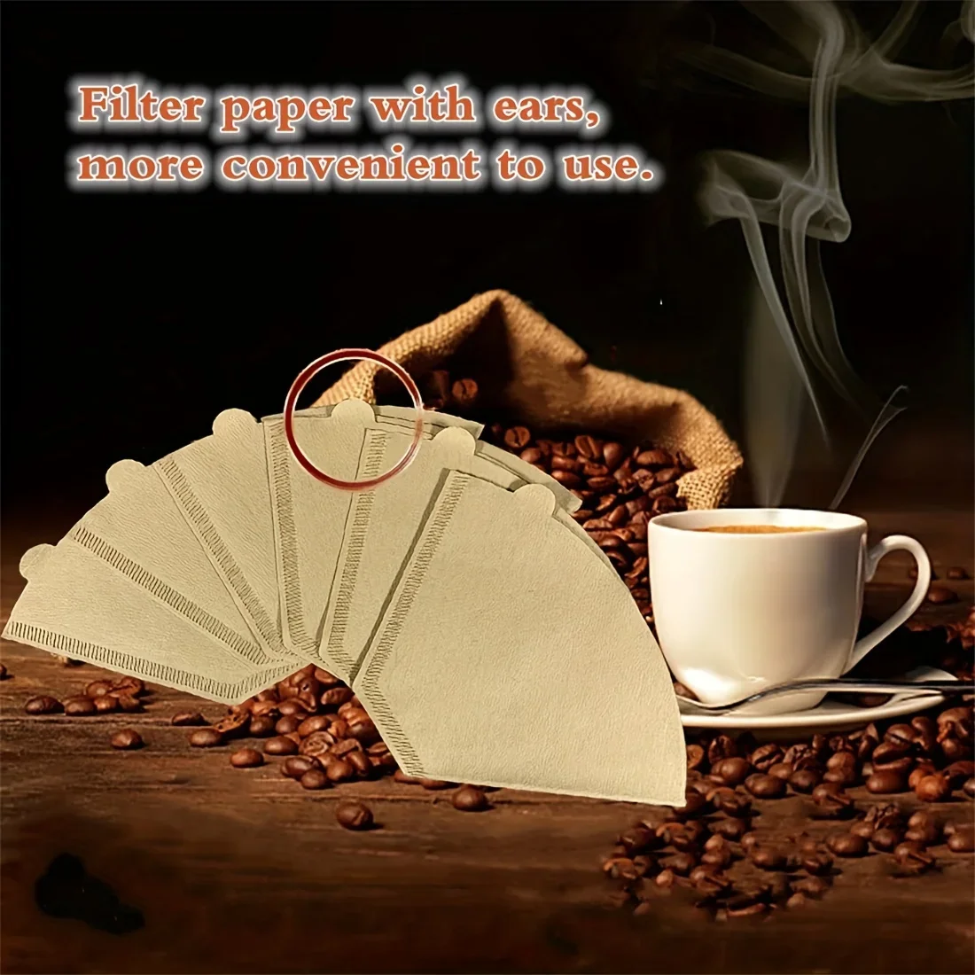 50Pcs Disposable Coffee Filters 2-Cone Natural Paper for Smooth Clean Taste 2-4 Cups per Filter Eco-Friendly Single-Use Coffee S