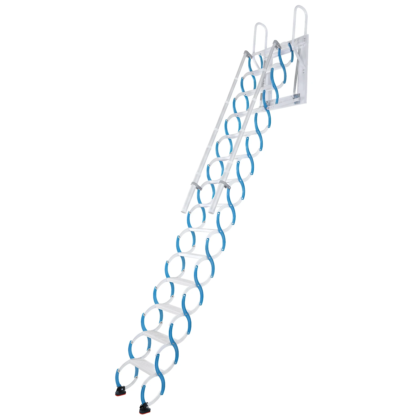 Ceiling Mount Attic Ladder Pull Down Access Ladder Adjustable Tilt Angle (60°/65°/70°) Anti-Slip Feet for Home Indoor Outdoor