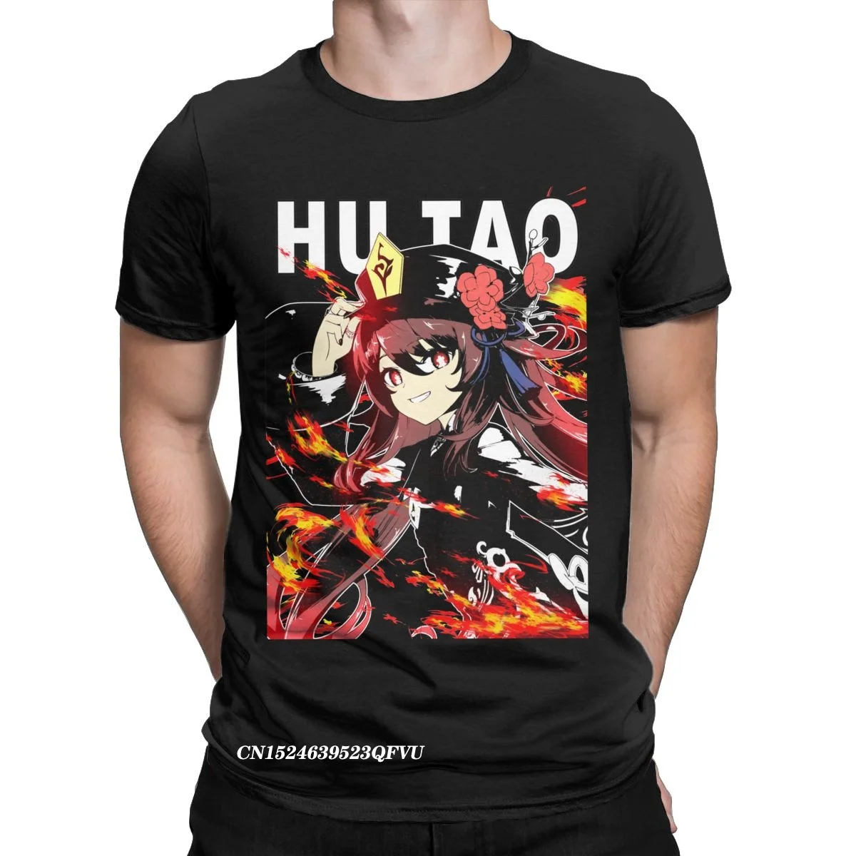 

Men Tee Shirt Hu Tao Genshin Impact Hutao Crazy Premium Cotton Tees Harajuku Anime Game Tshirt Crewneck Clothing Original