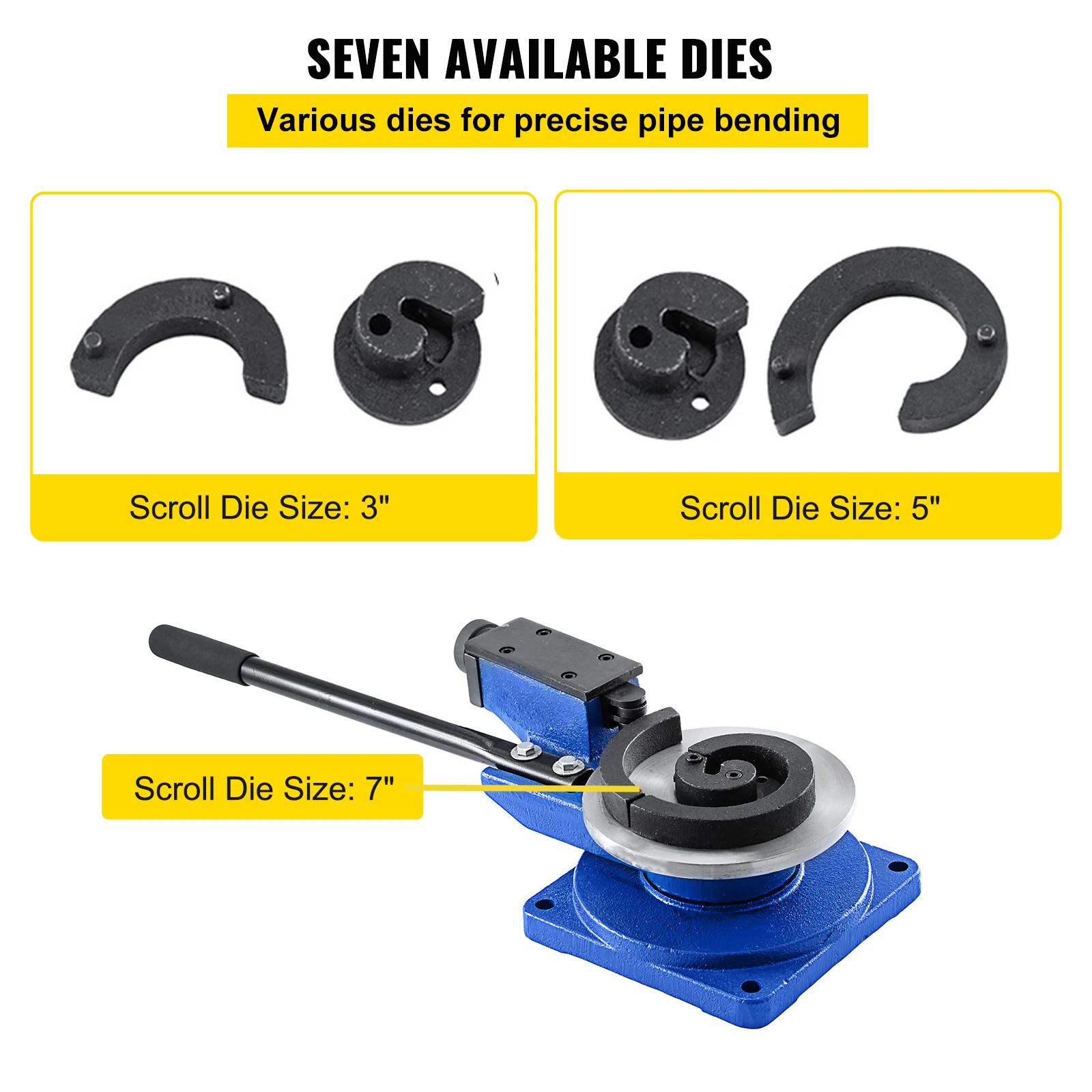 VEVOR Manual Spiral Metal Bender SBG-30 Multifunction Steel Iron Universal Bending Machine 3 Scroll Tools for Metal Production