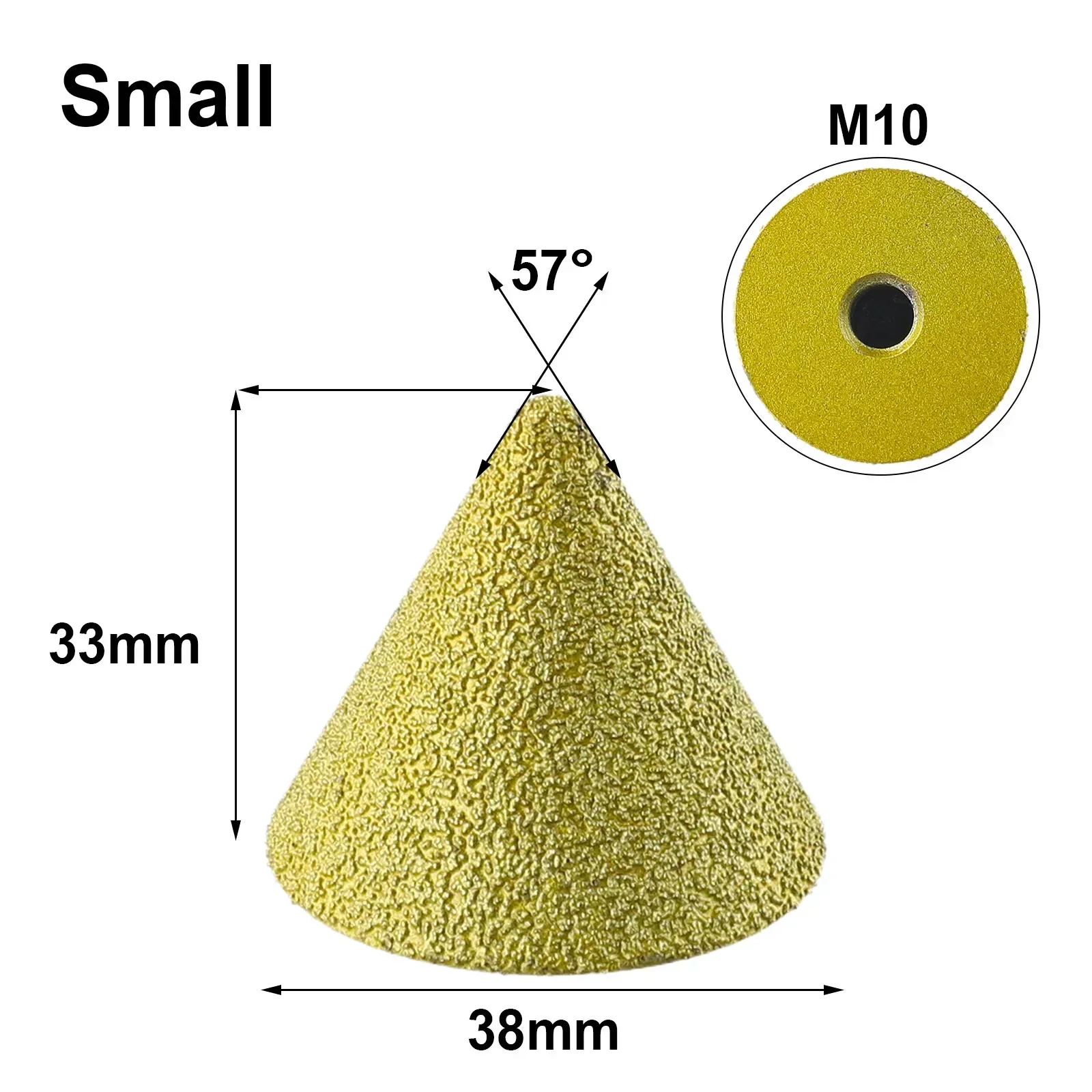 Rebolo de diamante Bit Cabeça de moagem Vidro de porcelana, Cone Carve, Linha M10 para rebarbadora tipo 100, 1pc