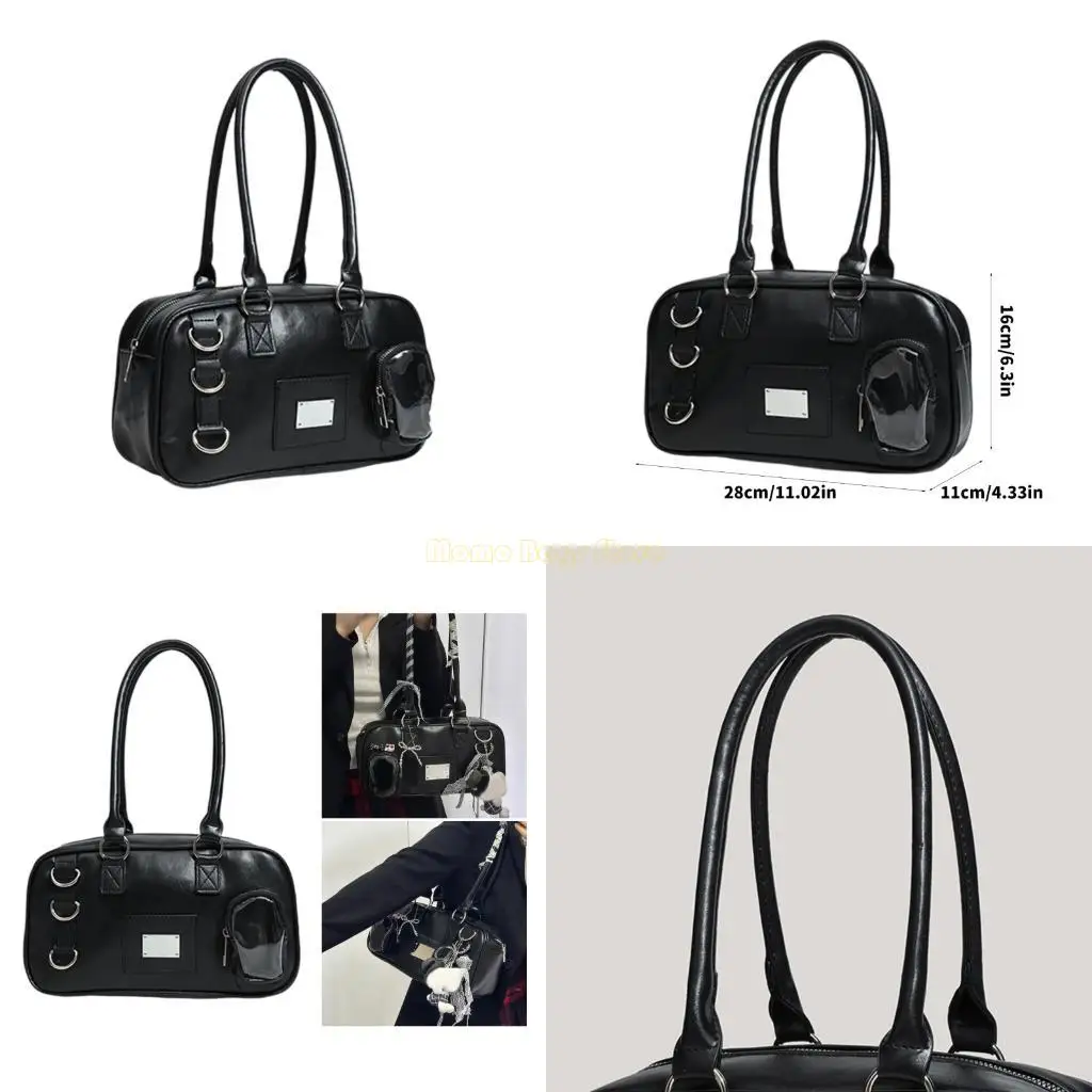 

X90D Stylish PU Leather Underarm Bag With Zipper Closure Shoulder BagsLarge Handbag