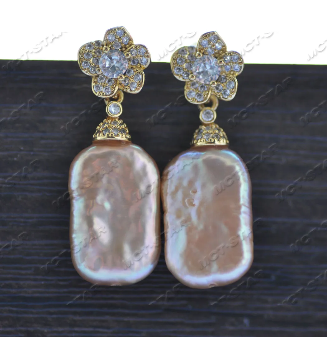 Z11840 24 مللي متر الوردي الخزامى عملة لؤلؤ المياه العذبة استرخى القرط تشيكوسلوفاكيا