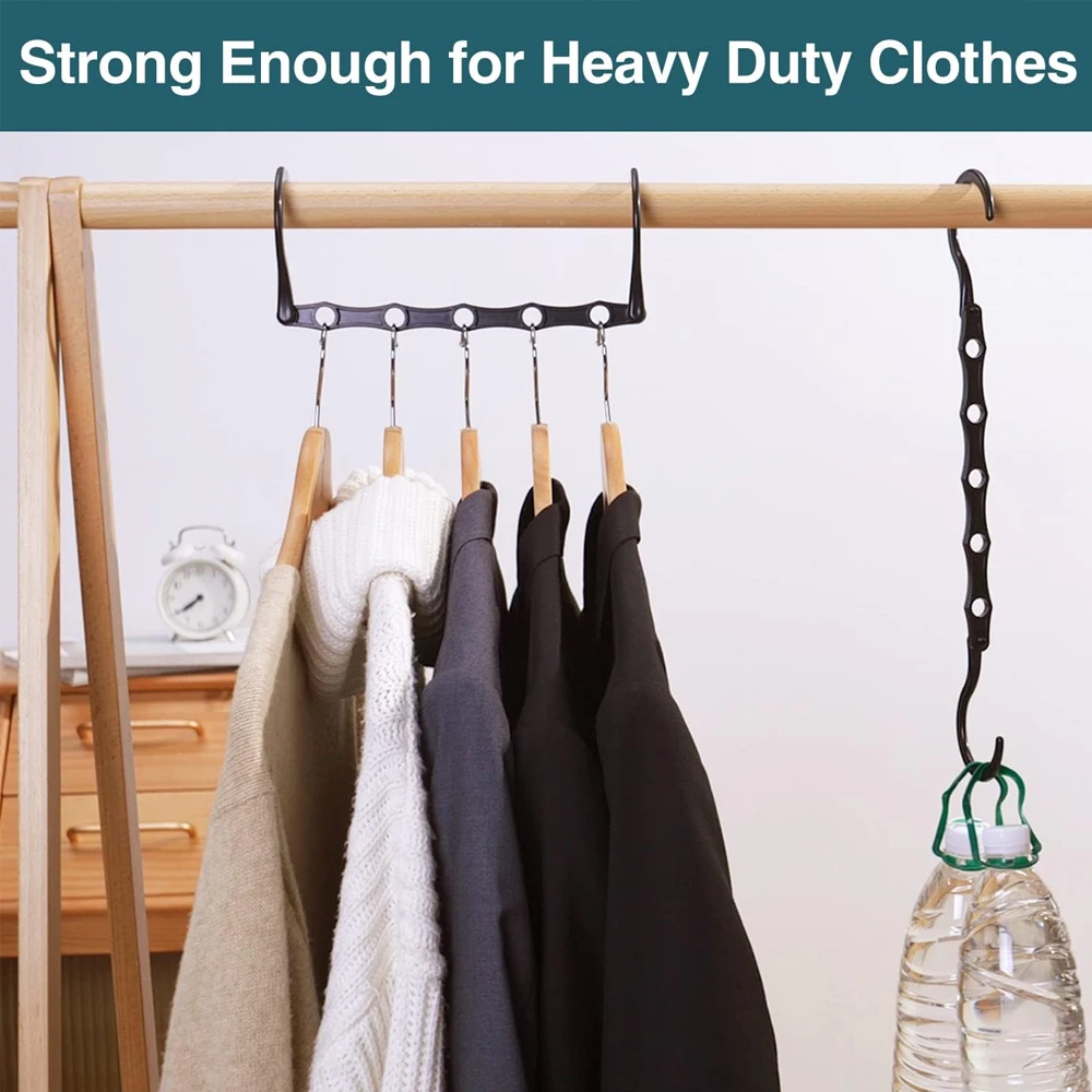 Multifunctional 5-hole Hook Plastic Clothes Racks Rotary Organizer Hangers Folding Hanger Folding Magic Closet Wardrobe Organize view 2