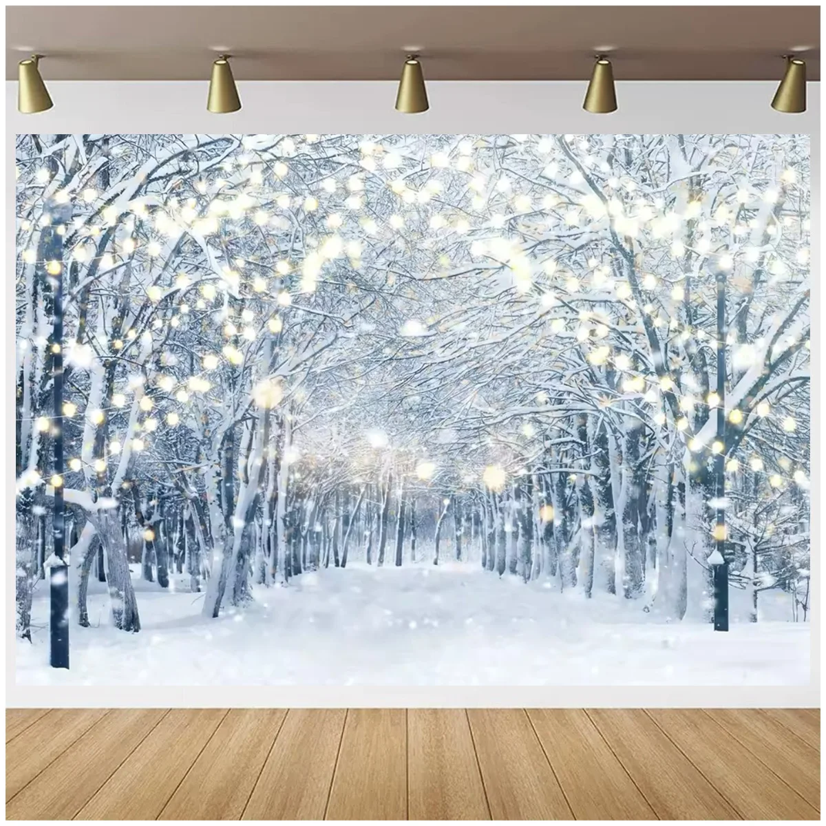 Winter Wonderland Snow Scene Background Snow Mountain Forest Christmas Party Decoration Tree Landscape Portrait Photography