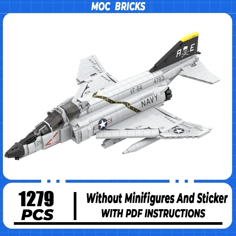 

Military Series Moc Building Bricks F-4 Phantom Fighter Model Building Technology Modular Block DIY Construstion Toy Gifts