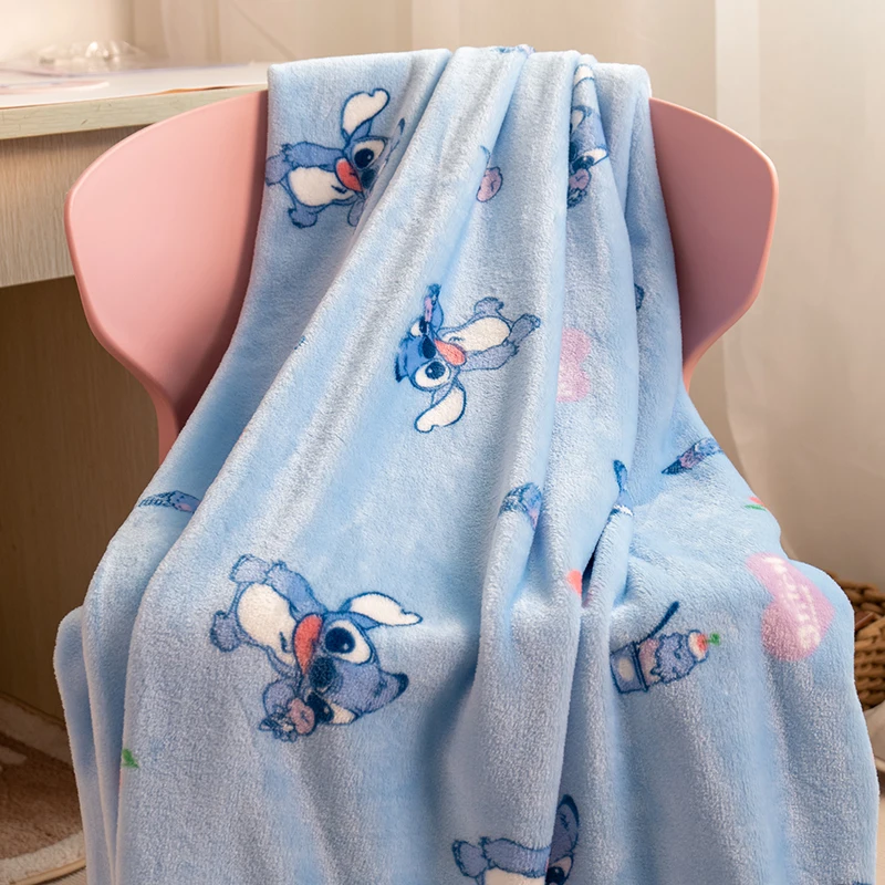 Cute Stitch Blanket Warm Flannel Blanket Pillowcase Japanese Style Pattern Printing Blanket Bedspread Bedroom Sofa Bed Girl