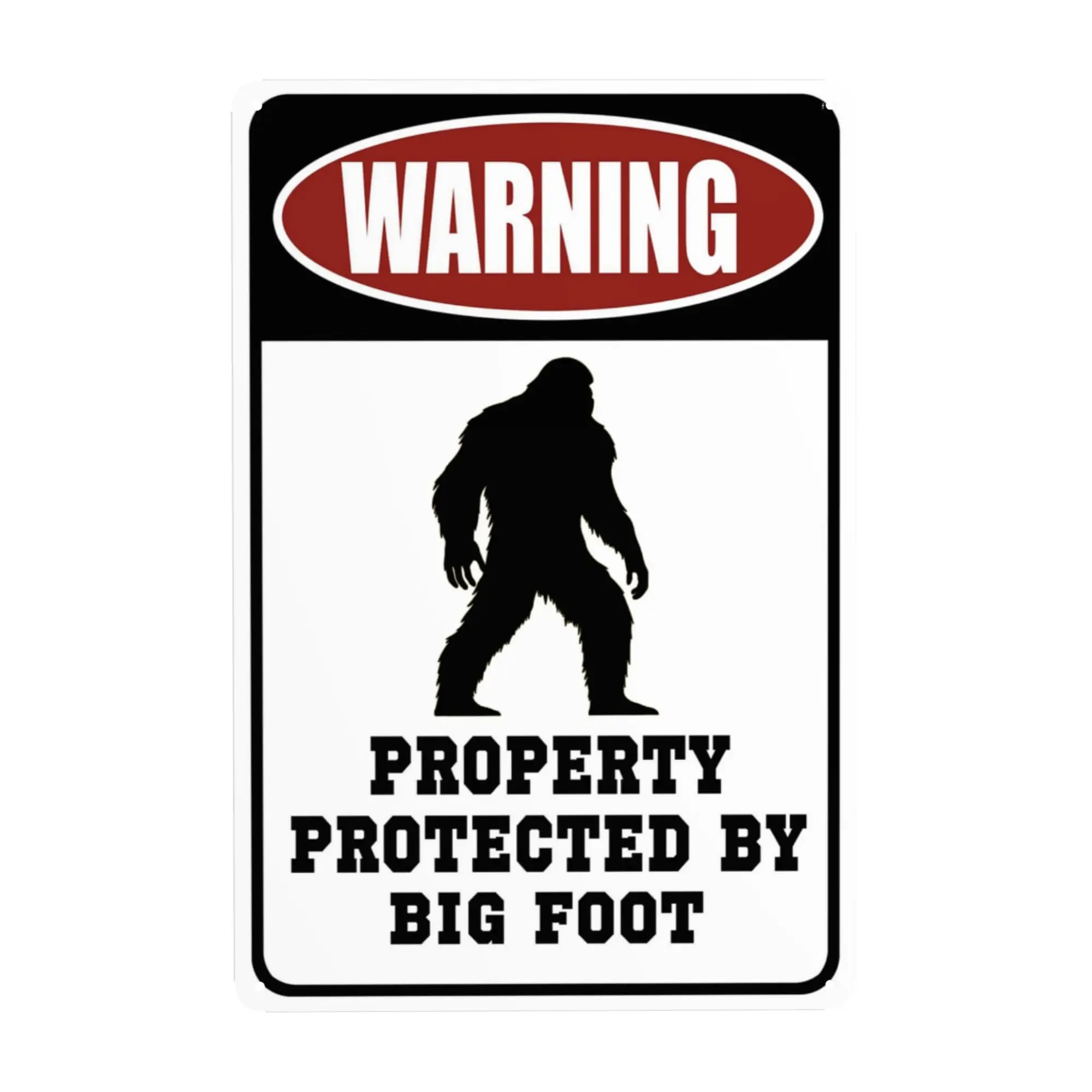 Warning Property Protected by Big Foot Tin Signs – Funny Metal Decor Gift Sign 12x8 Inches For Home Yard Street Outdoor Cute Big