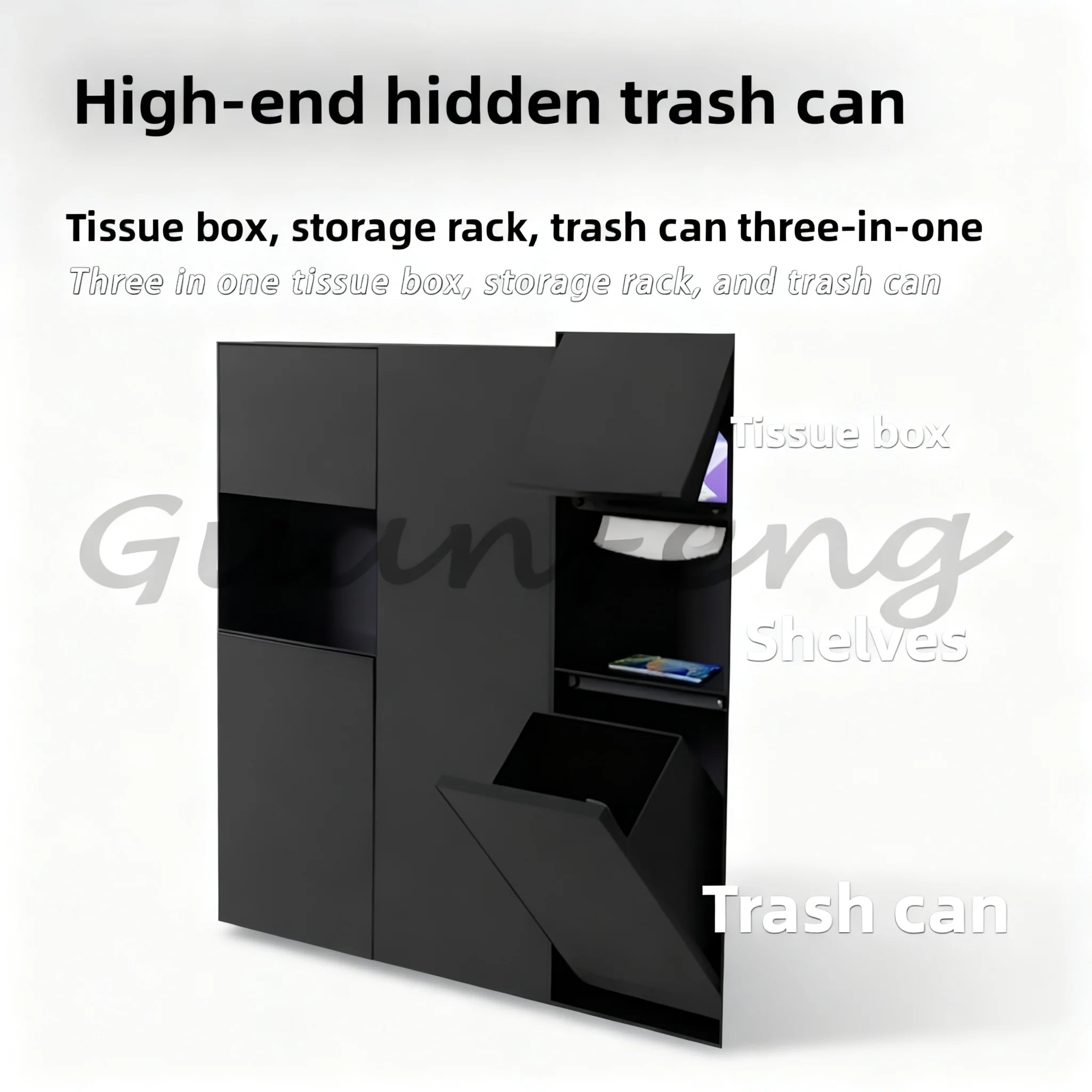 Embedded steel bathroom niche, built-in embedded garbage bin, and concealed tissue box combination, bathroom installation