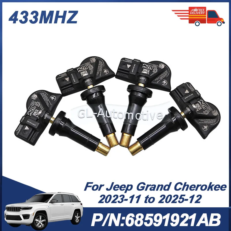 

4 шт. датчиков давления в шинах TPMS 433 МГц для Jeep Grand Cherokee 2023-2025 68591921AB